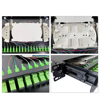 1U 19 اینچ 24 پورت SC Simplex/LC دوبلکس قفسه فیبر نوری محفظه وصله پانل فیبر - تخلیه