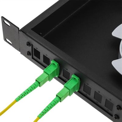 پچ پنل فیبر نوری ODF رک ثابت 1U 12 پورت با پنل آداپتور