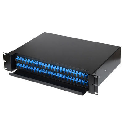48 پورت محفظه فیبر نوری 2U SC Simplex / LC دوبلکس پچ پنل کشویی