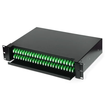 48 پورت محفظه فیبر نوری 2U SC Simplex / LC دوبلکس پچ پنل کشویی