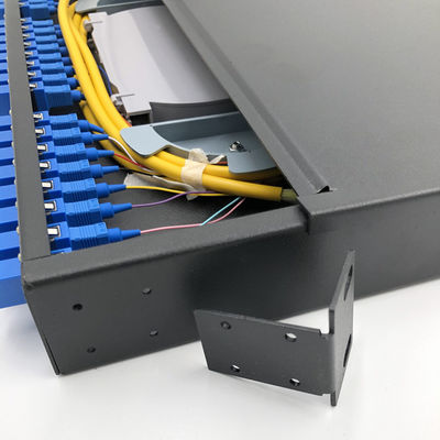 1U Rack Mount پچ پنل Fiber Optic 19&quot; 24 Core SC LC with اسپلایس Trays