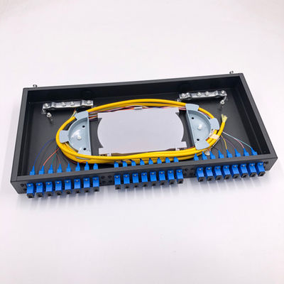 1U Rack Mount پچ پنل Fiber Optic 19&quot; 24 Core SC LC with اسپلایس Trays