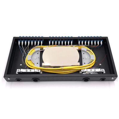 1U Rack Mount پچ پنل Fiber Optic 19&quot; 24 Core SC LC with اسپلایس Trays