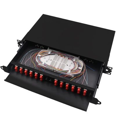 جعبه پایانی فیبر مونت رک سیاه FC پچ پنل ODF 24Core