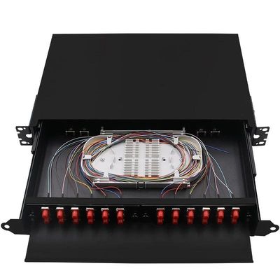 جعبه پایانی فیبر مونت رک سیاه FC پچ پنل ODF 24Core