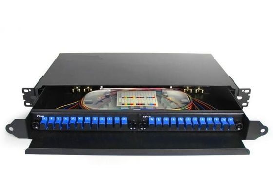 جعبه پایانی فیبر مونت رک سیاه FC پچ پنل ODF 24Core