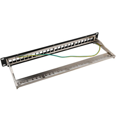 1U 24 پورت STP پچ پنل RJ45 Rack Mount Cat6 پچ پنل Blank