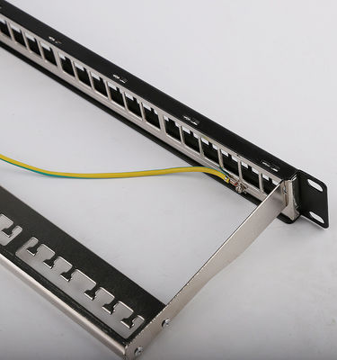 1U 24 پورت STP پچ پنل RJ45 Rack Mount Cat6 پچ پنل Blank