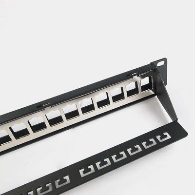 پچ پنل شبکه RJ45 24 پورت 1U کیستون C5 / C5E C6 با نوار مدیریت