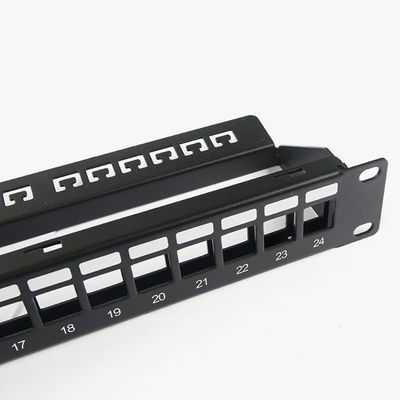 پچ پنل شبکه RJ45 24 پورت 1U کیستون C5 / C5E C6 با نوار مدیریت