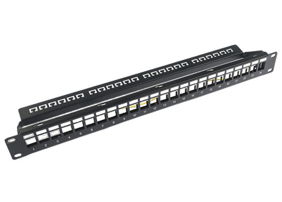 پچ پنل شبکه RJ45 24 پورت 1U کیستون C5 / C5E C6 با نوار مدیریت