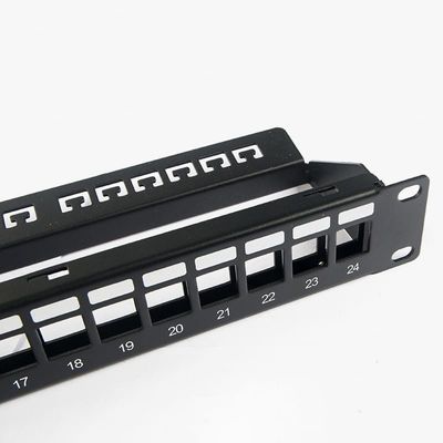 پچ پنل خالی شبکه بدون محافظ RJ45 24 پورت 1U پچ پنل