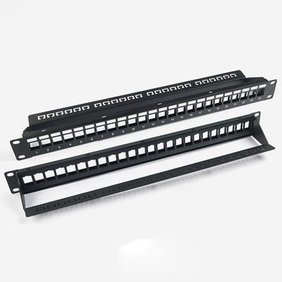 پچ پنل خالی شبکه بدون محافظ RJ45 24 پورت 1U پچ پنل