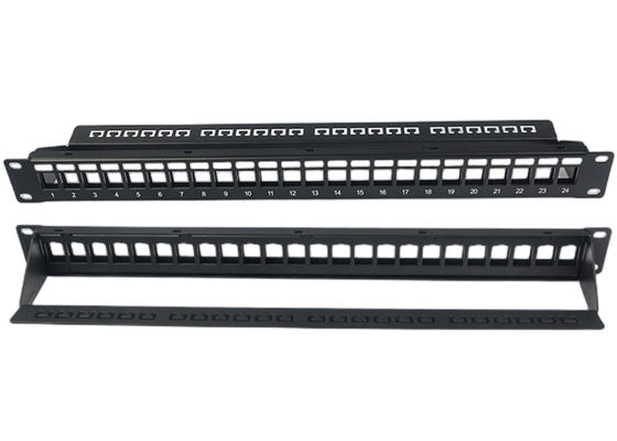 پچ پنل خالی شبکه بدون محافظ RJ45 24 پورت 1U پچ پنل