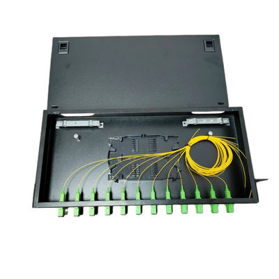 12 پورت فیبر پچ پنل ODF 1U Optical Fiber Terminal Box SC Pigtail Adapter