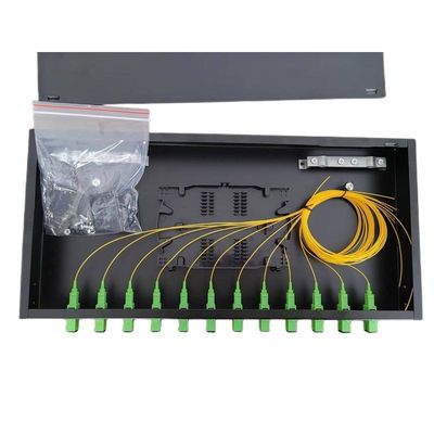 12 پورت فیبر پچ پنل ODF 1U Optical Fiber Terminal Box SC Pigtail Adapter