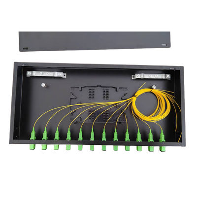 12 پورت فیبر پچ پنل ODF 1U Optical Fiber Terminal Box SC Pigtail Adapter
