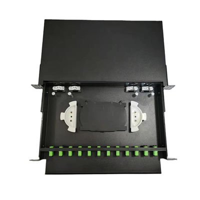 جعبه پایانه فیبر نوری فلزی مشکی 24 پورت 430x200x46mm