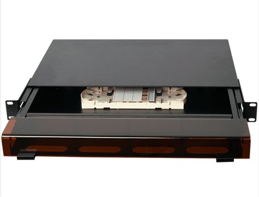 1U 96 هسته MTP MPO - محفظه پچ پنل LC ODF با نوع کشویی و درپوش گرد و غبار برای 4 کاست