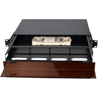 1U 96 هسته MTP MPO - محفظه پچ پنل LC ODF با نوع کشویی و درپوش گرد و غبار برای 4 کاست